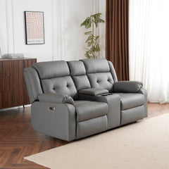 リクライニングチェア リクライニングソファ 2.5人掛け 電動 リクライニング 左右独立調節 オットマン一体型 パーソナルチェアー 電動ソファ 耐圧分散 リクライニングチェア 一人暮らし 二人掛け【グレー】