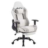 ベージュ+グレー ゲーミングチェア ィス オットマン デスクチェア オフィスチェア フットレスト 通気性 一人掛け 昇降調節 腰楽 座いす パソコンチェア 多機能 ハイバック ヘッドレスト 腰痛対策