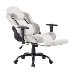 ベージュ+グレー ゲーミングチェア ィス オットマン デスクチェア オフィスチェア フットレスト 通気性 一人掛け 昇降調節 腰楽 座いす パソコンチェア 多機能 ハイバック ヘッドレスト 腰痛対策