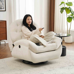 電動1人掛けソファー リクライニングチェア ゲーミングチェア リクライニングソファ 電動ソファ ベルベット 貝殻のデザイン 270度回転式 背もたれ調節105-165度 簡単昇降ボタン 快適なリビング 一人暮らし スマホ充電可能 癒しの必需品