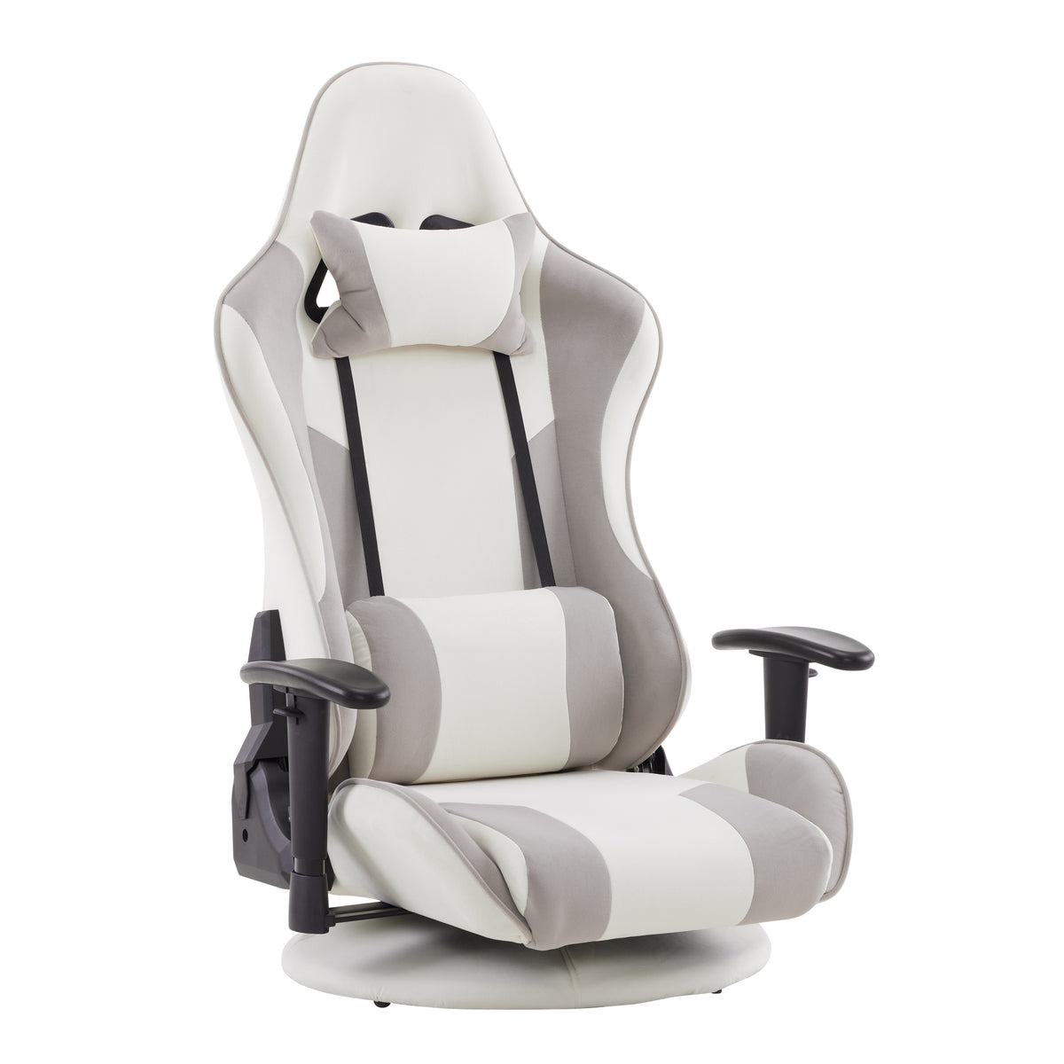 ベージュ＋グレー　 ゲーミングチェア 座椅子 デスクチェア 通気性 一人掛け 腰楽 座いす リクライニング パソコンチェア 多機能 ハイバック ヘッドレスト 腰痛対策