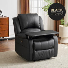 リクライニングチェア テーブル付き リクライニングソファ 1人掛け 電動 リクライニング ファブリック オットマン一体型 パーソナルチェアー 電動ソファ 耐圧分散 リクライニングチェア 一人暮らし 【ブラック】