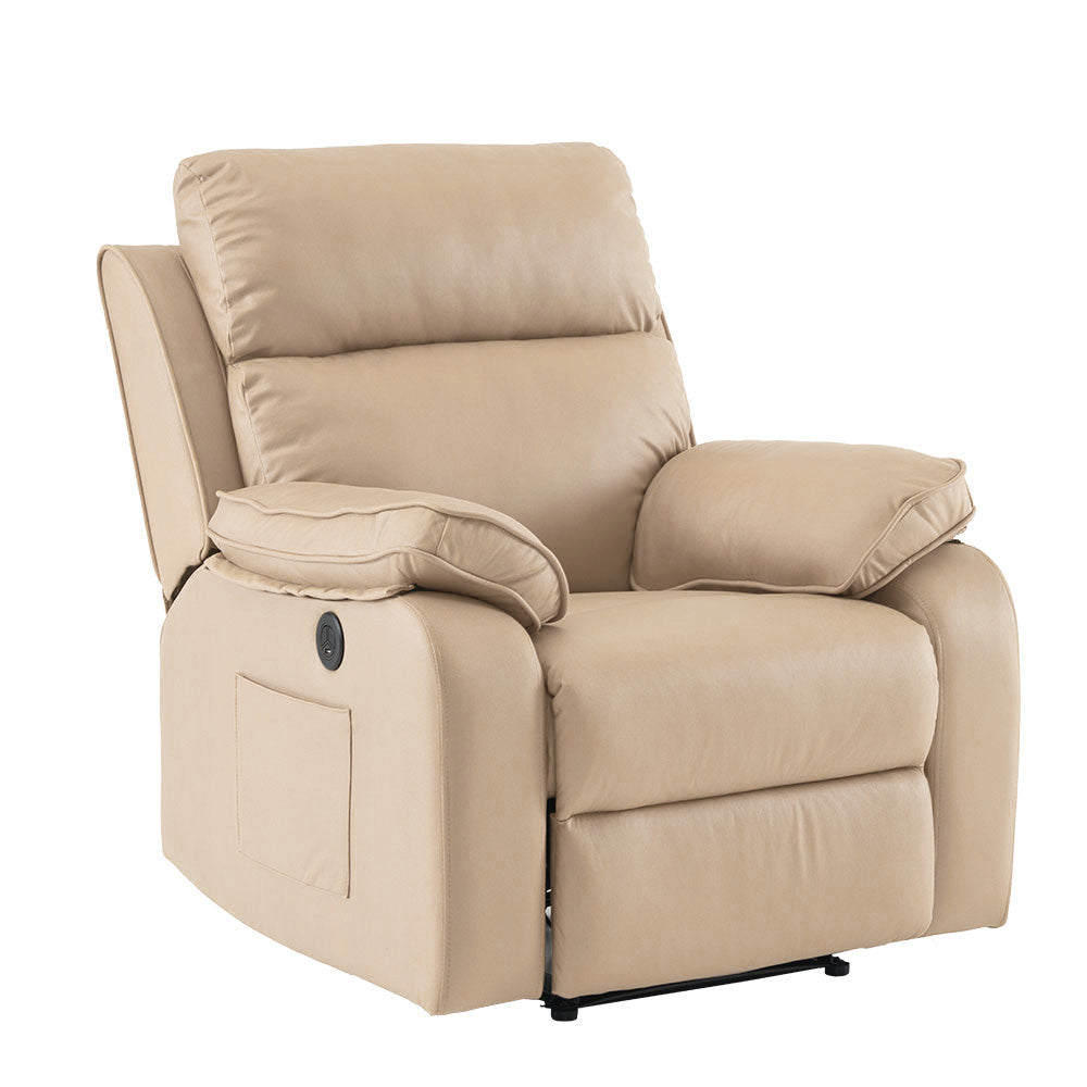 リクライニングソファー 電動リクライニングソファ オットマン一体型 1人掛け USBポート付き 電動ソファ モーションソファー 耐圧分散 電動ソファー スマホ充電可 リクライニングチェア 【ベージュ】