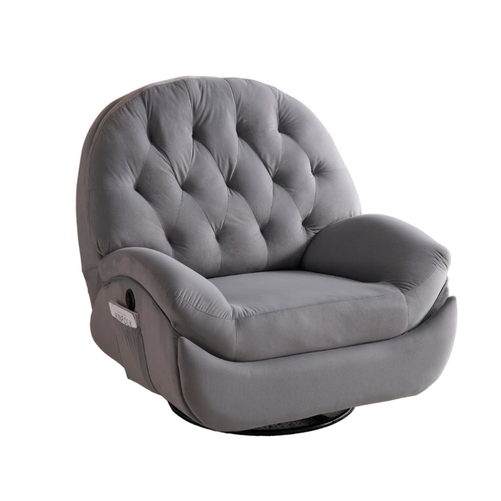 電動1人掛けソファー リクライニングチェア ゲーミングチェア ベルベット 貝殻のデザイン 270度回転式 背もたれ調節105-165度 簡単昇降ボタン　快適なリビング必需品