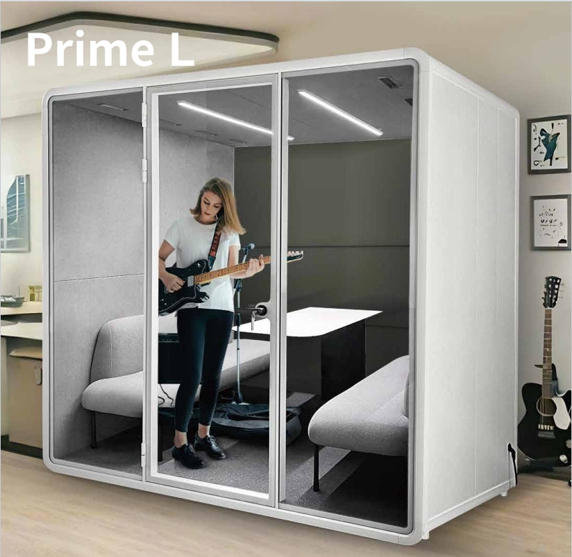 防音オフィスポッドブース｜静音会議用個室｜吸音パネル付き簡易防音ルーム｜デスク付き移動式作業ブース｜通話・勉強・4人用に最適