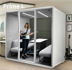 防音オフィスポッドブース｜静音会議用個室｜吸音パネル付き簡易防音ルーム｜デスク付き移動式作業ブース｜通話・勉強・4人用に最適